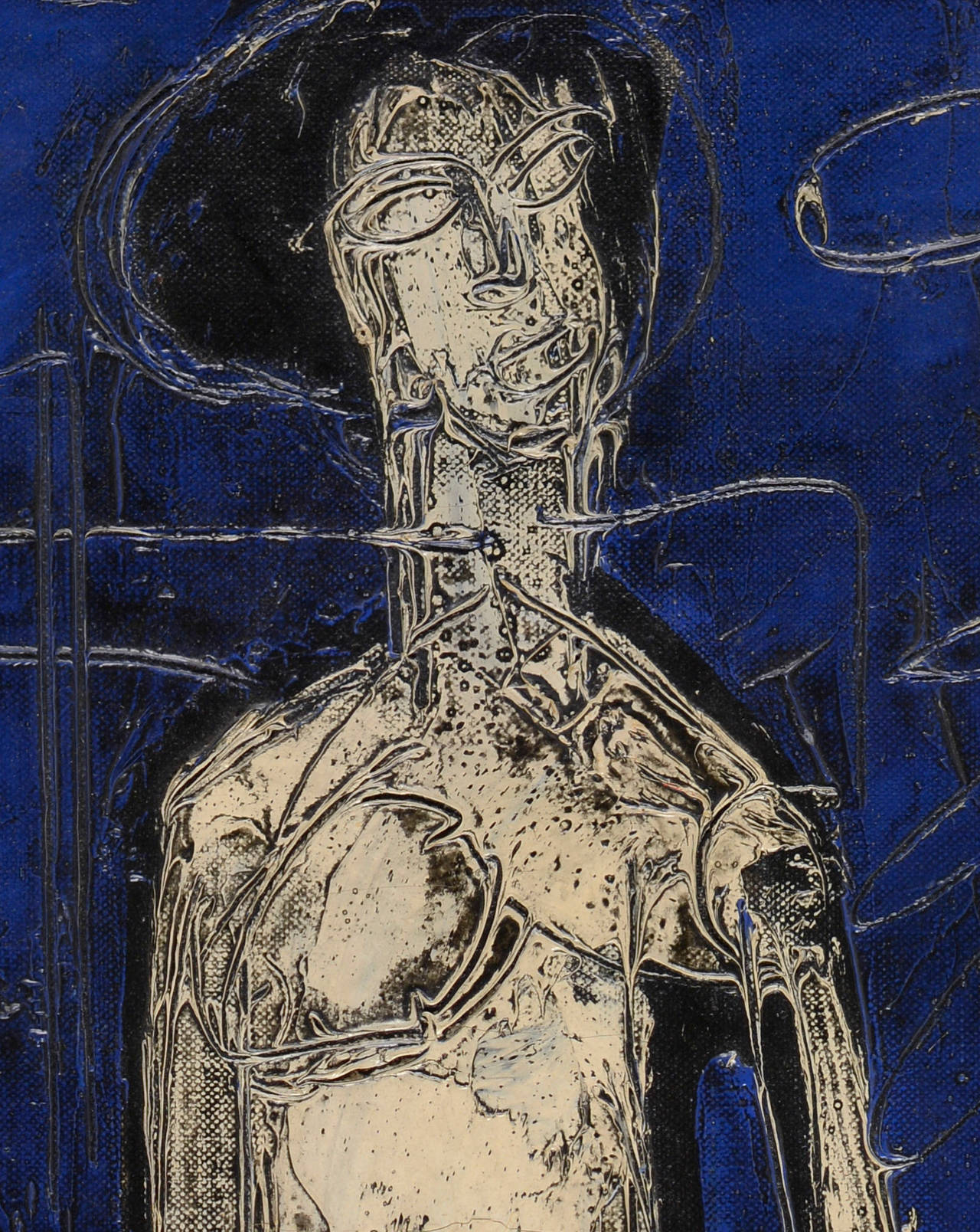 Femme à la Plante de Claude Venard - Painting de Claude Vénard