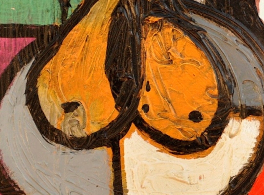 Poires Sur la Table de Claude Venard - Abstrait Painting par Claude Vénard
