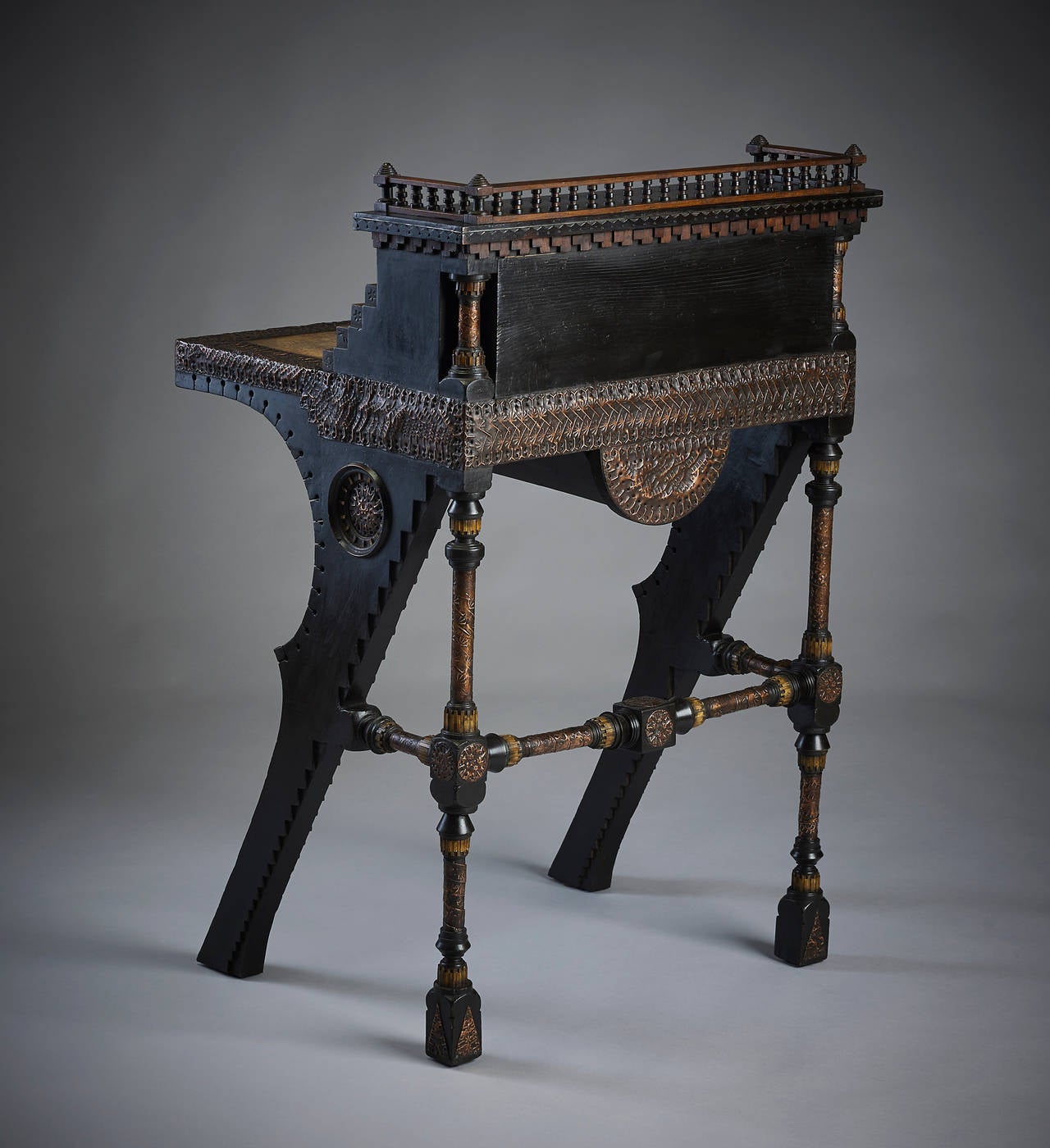Carlo Bugatti - Walnut Desk by Carlo Bugatti, Mixed Media For Sale at
