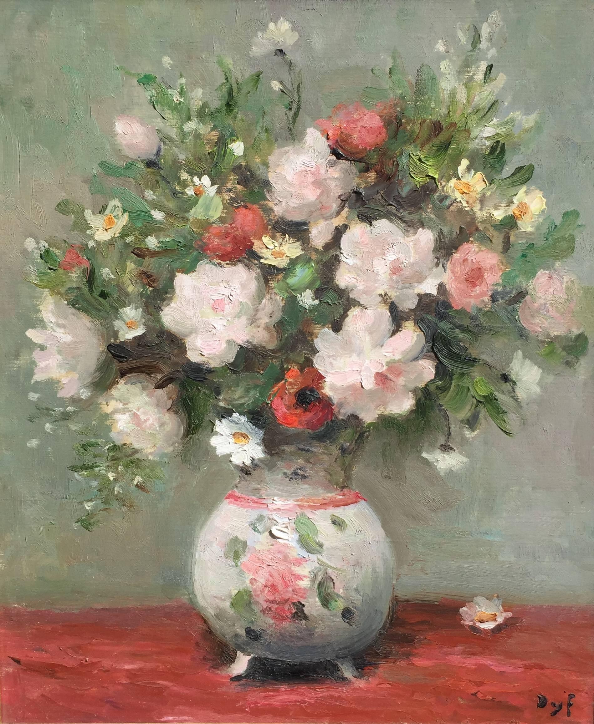 Marcel Dyf Interior Painting - Roses and Poppies