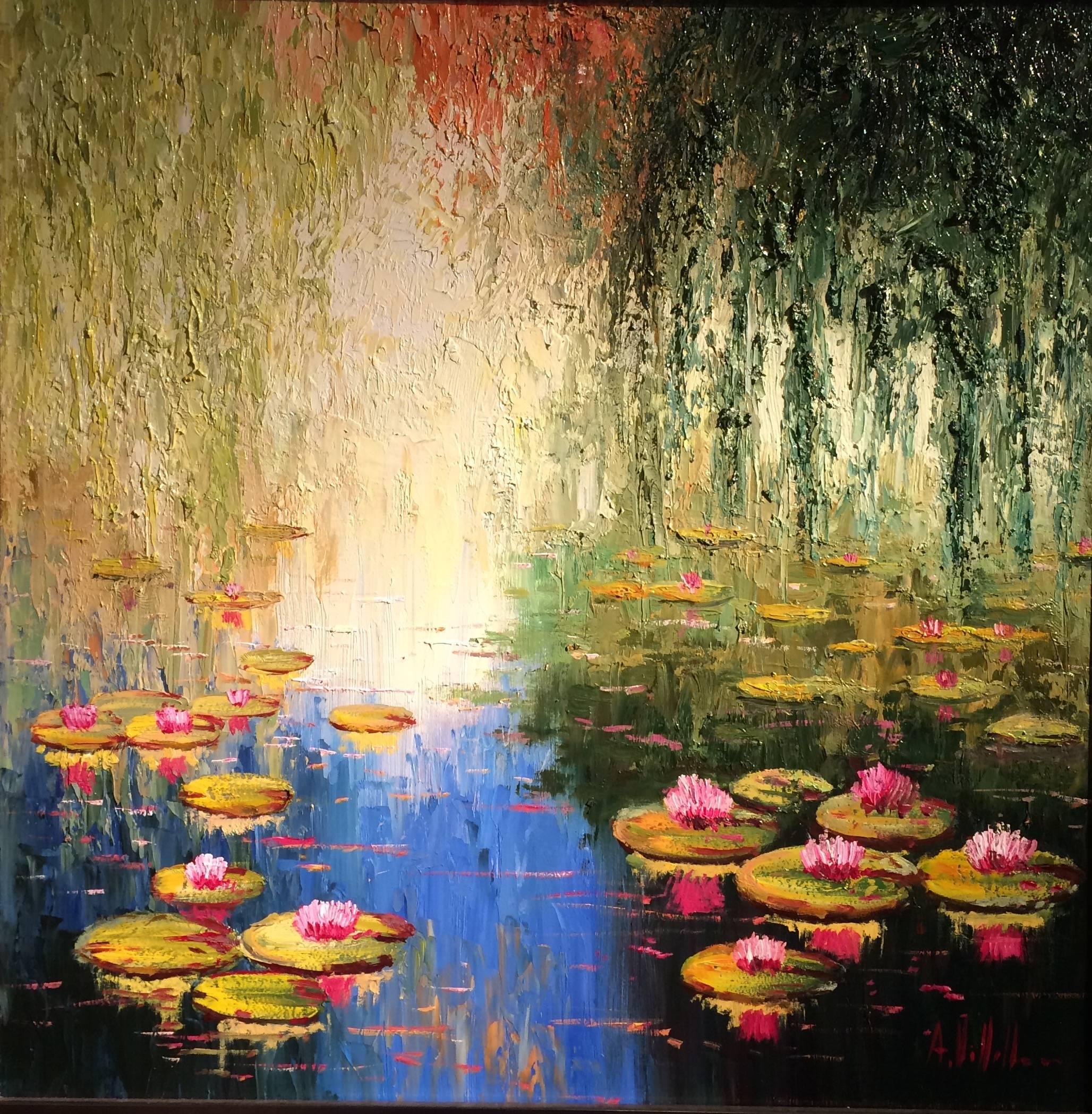 Antonio Villalba Landscape Painting - Golden Lilypond