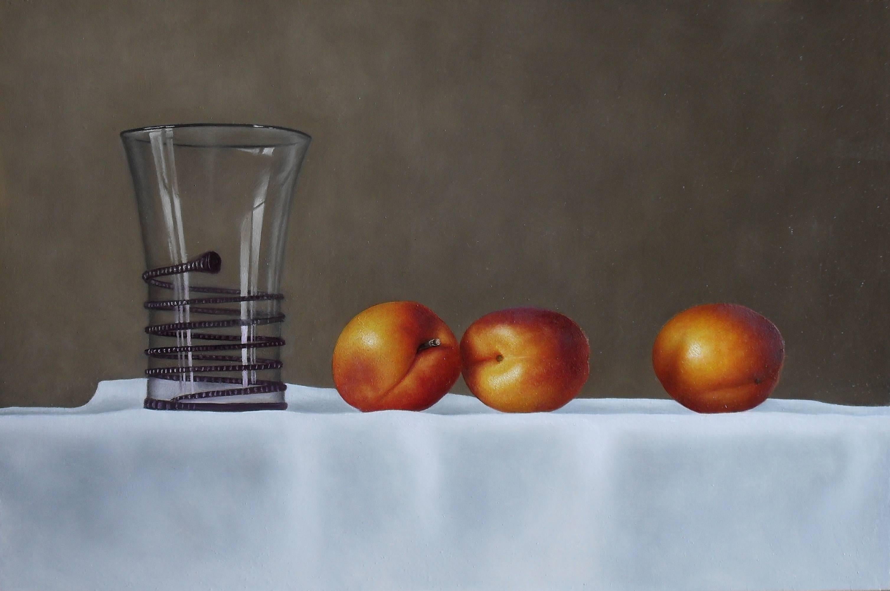 Barbara Vanhove Still-Life Painting - Trio of Apricots