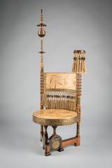 Circular Seated Walnut Throne Chair