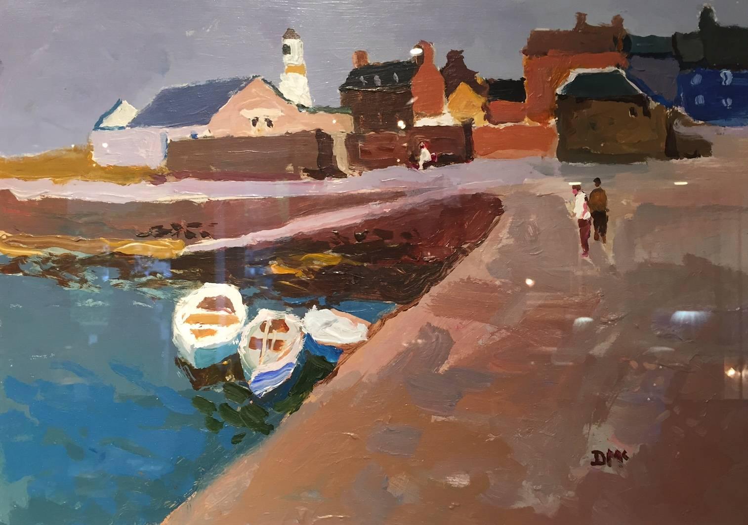 Donald McIntyre Landscape Painting - Stroll along the Harbour