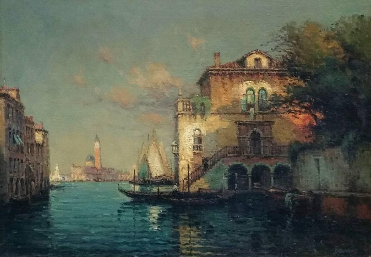 Antoine Bouvard Snr.  Landscape Painting - End of the Day, Venice