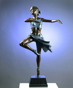 Pirouette. A bronze sculpture of an elegant ballet dancer by Benson Landes