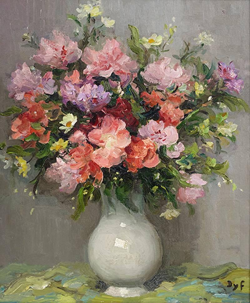 Marcel Dyf Still-Life Painting - Godetias