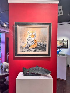 'Tigress' Photorealistic Painting of a Tiger Portrait, orange, white, grey