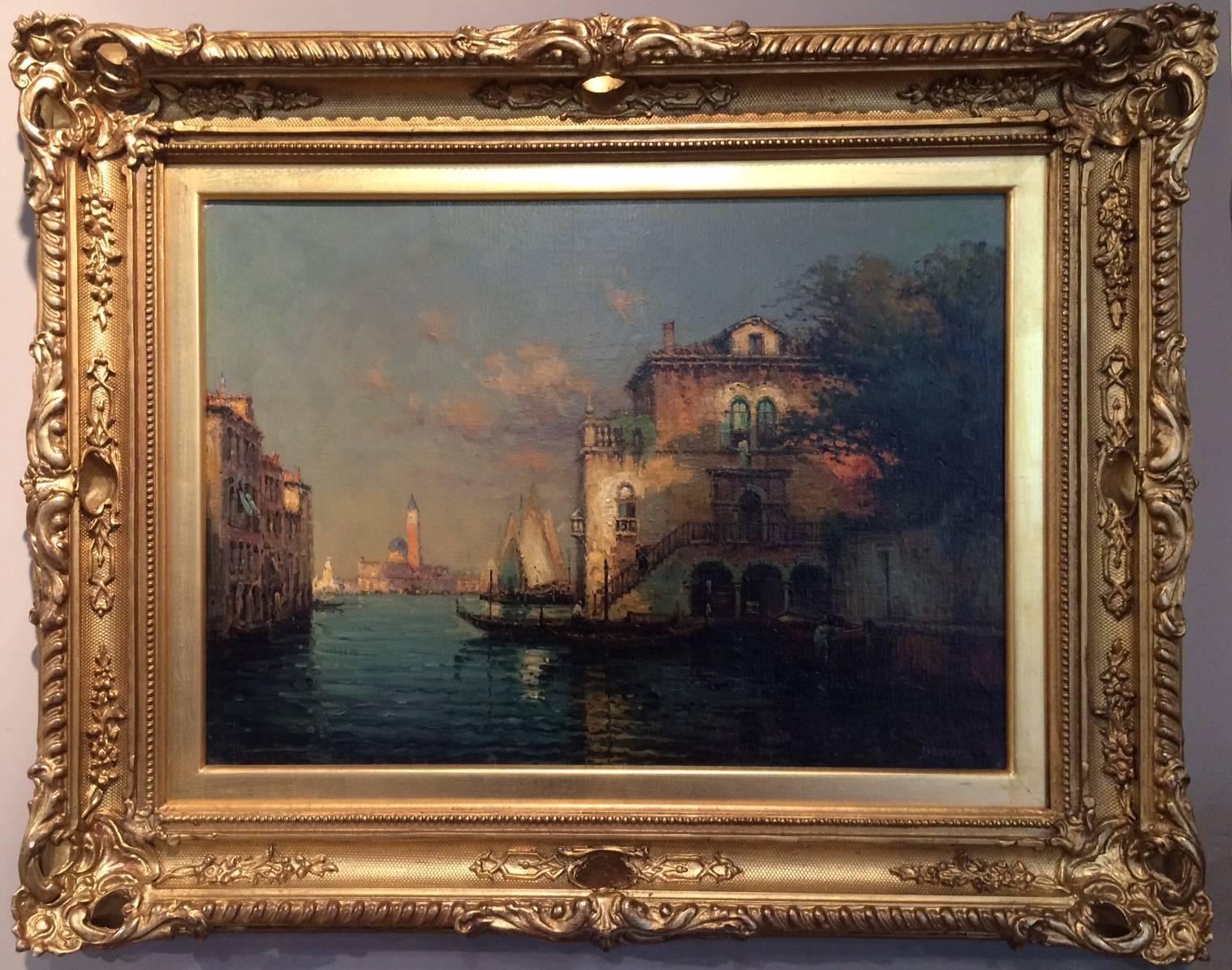 End of the Day, Venice - Painting by Antoine Bouvard Snr. 