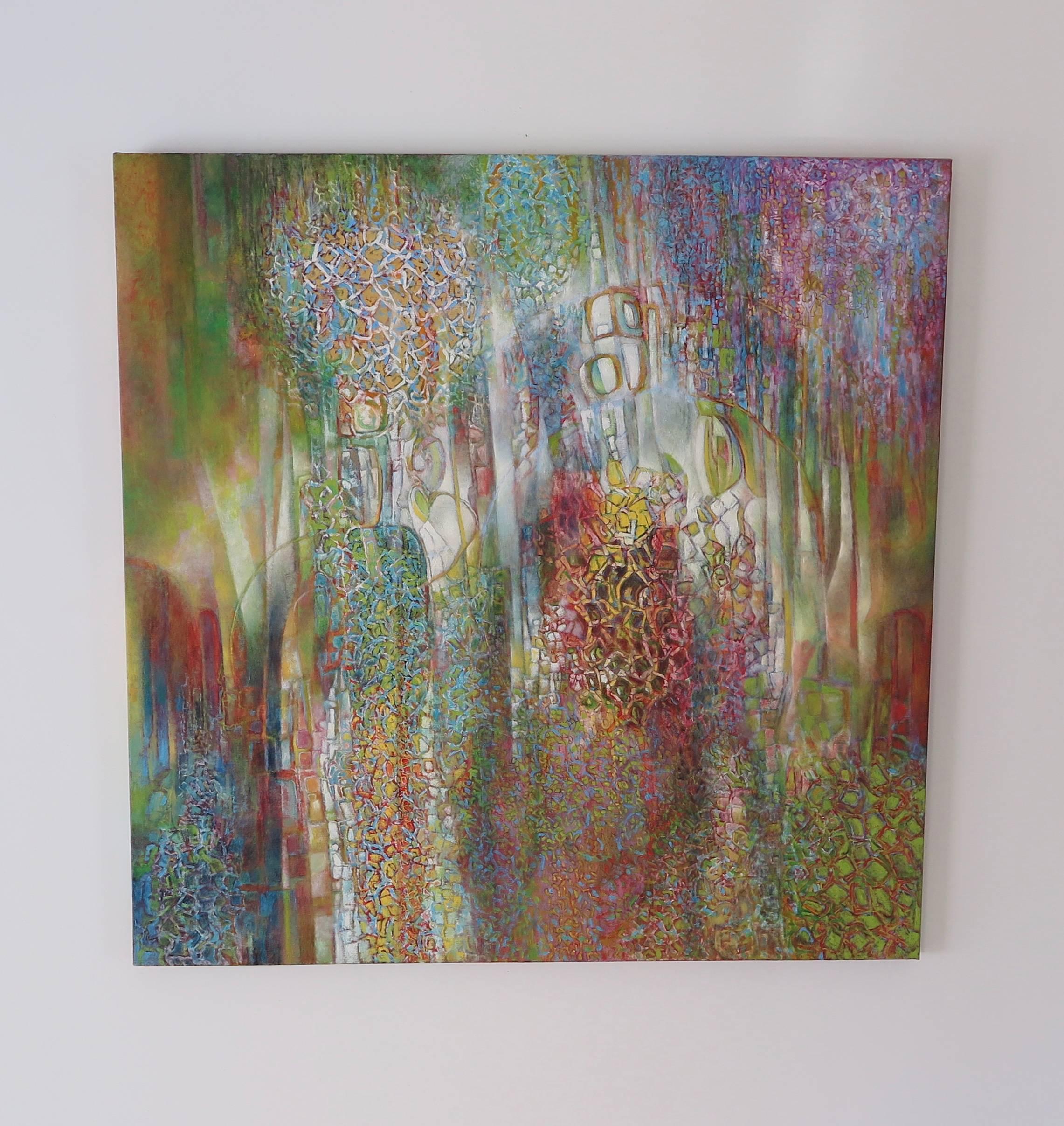 Polyphony I, Oil Painting - Brown Abstract Painting by Robert Livsey Wells 