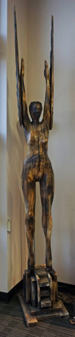 Starbuck, Figurative Wood Sculpture