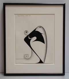 Untitled, abstract drawing in pen, ink and graphite