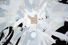 Map of Los Angeles, original oil painting with black, white and grey colors