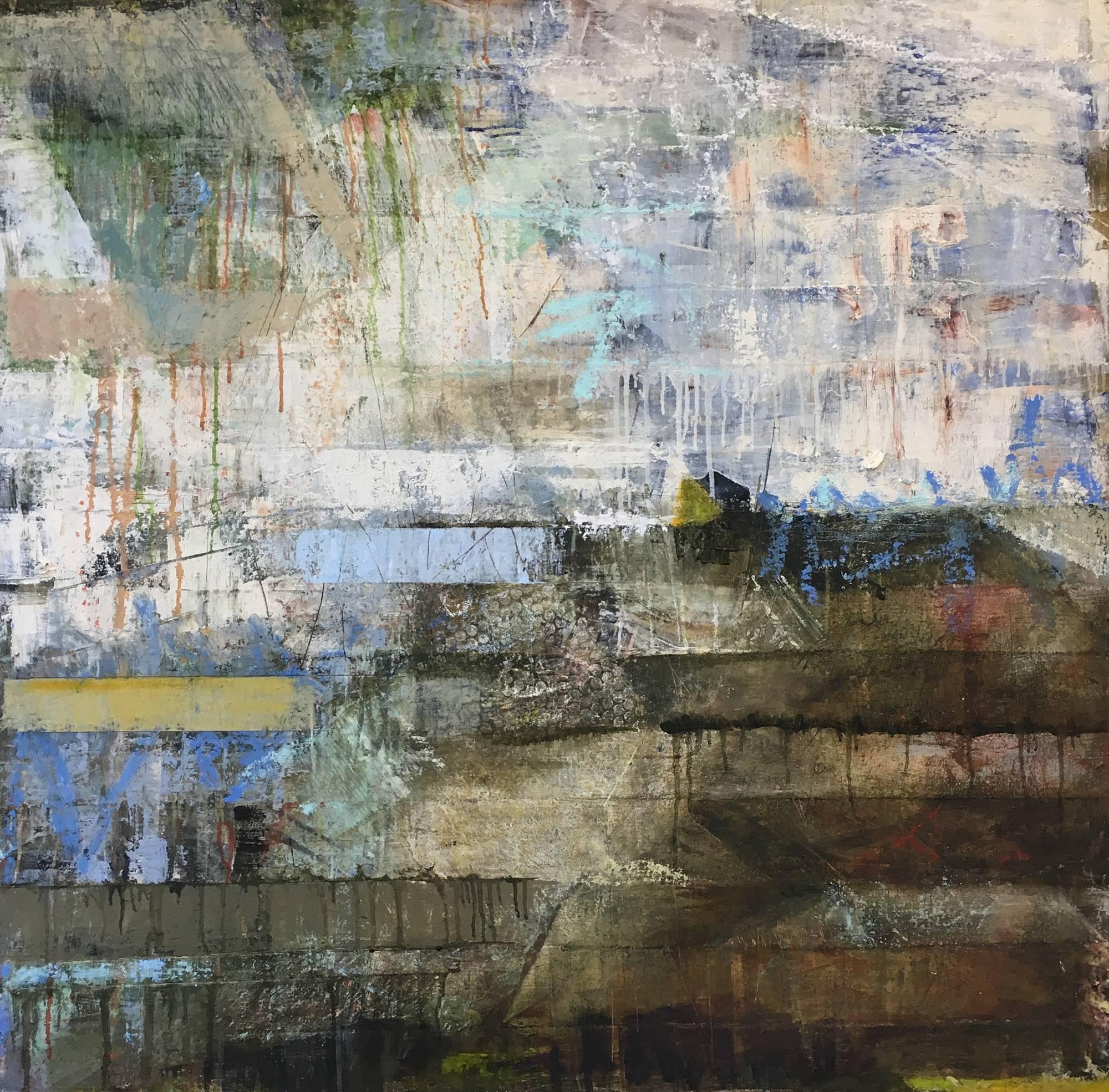 Helen Shulman Abstract Painting - At Long Last, Oil and Mixed Media Abstract on Panel