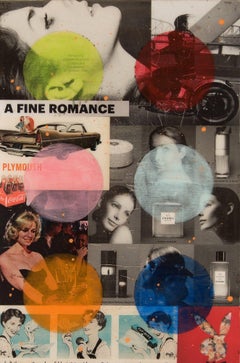 A Fine Romance, Pop Art Collage & Painting on Vintage Soda Crate
