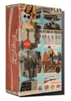 All Bets Are Off, Pop Art Collage & Painting on Vintage Soda Crate