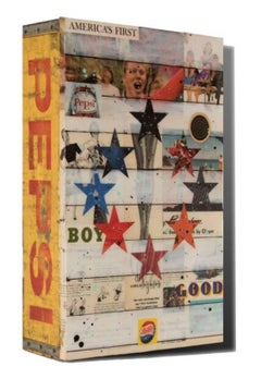 America's First, Pop Art Collage & Painting on Vintage Soda Crate