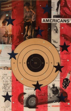 Americans, Pop Art Collage & Painting on Vintage Soda Crate