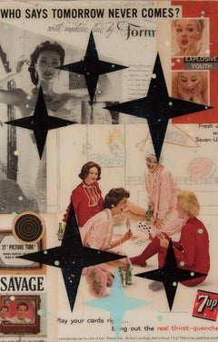 Who Says Tomorrow Never Comes, Pop Art Collage & Painting on Vintage Soda Crate