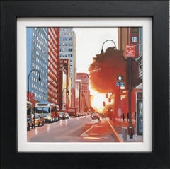 New York Street Scene Urban Landscape Painting dalla collezione di un artista britannico