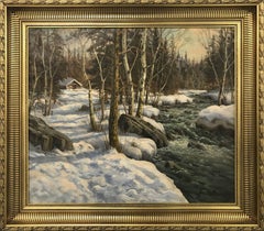 Original Painting - 'Stream in Winter Forest’ by Danish Landscape Artist