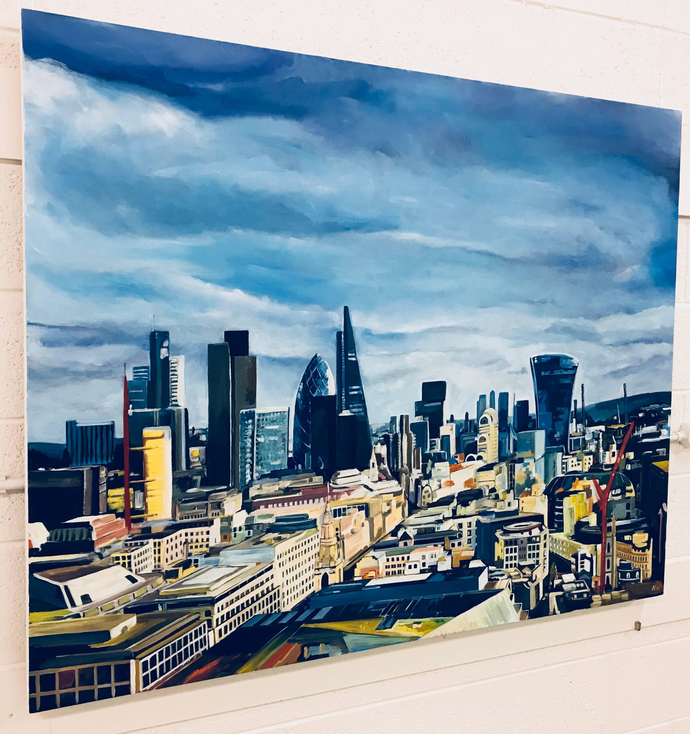 Gemälde Stadt der Londoner Skyline, Gemälde des Sammlers der britischen Stadt – Painting von Angela Wakefield