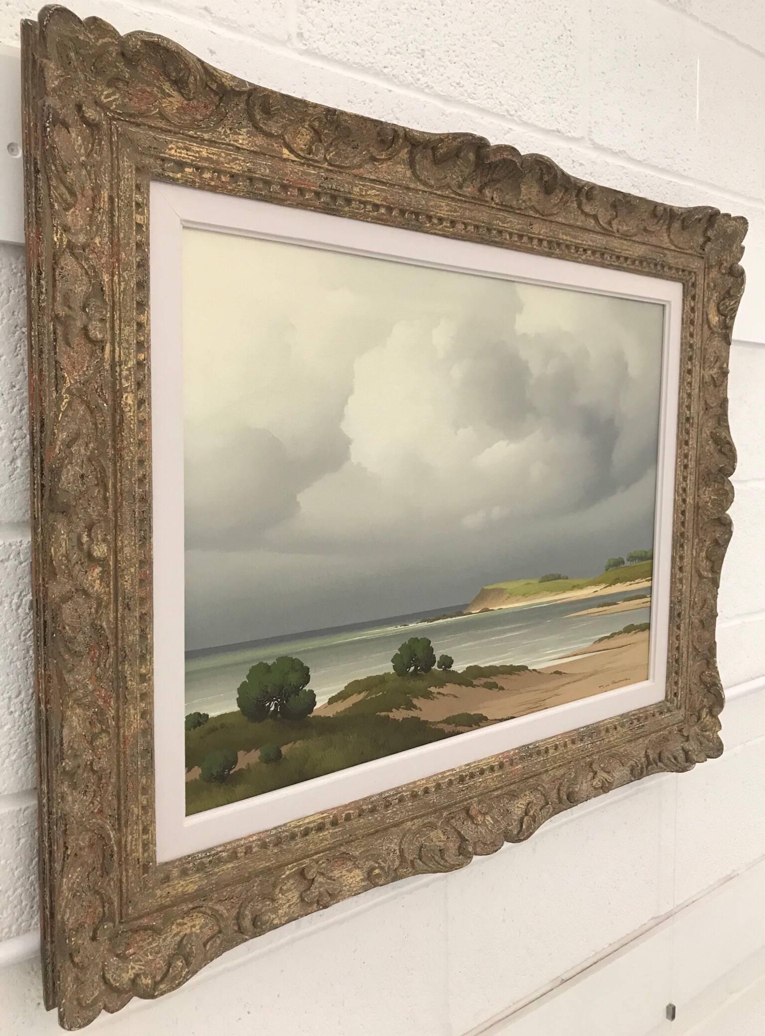 Sur le Cote Bretagne 20th Century Post-War French Landscape Seascape Painting - Gray Landscape Painting by Pierre de Clausade