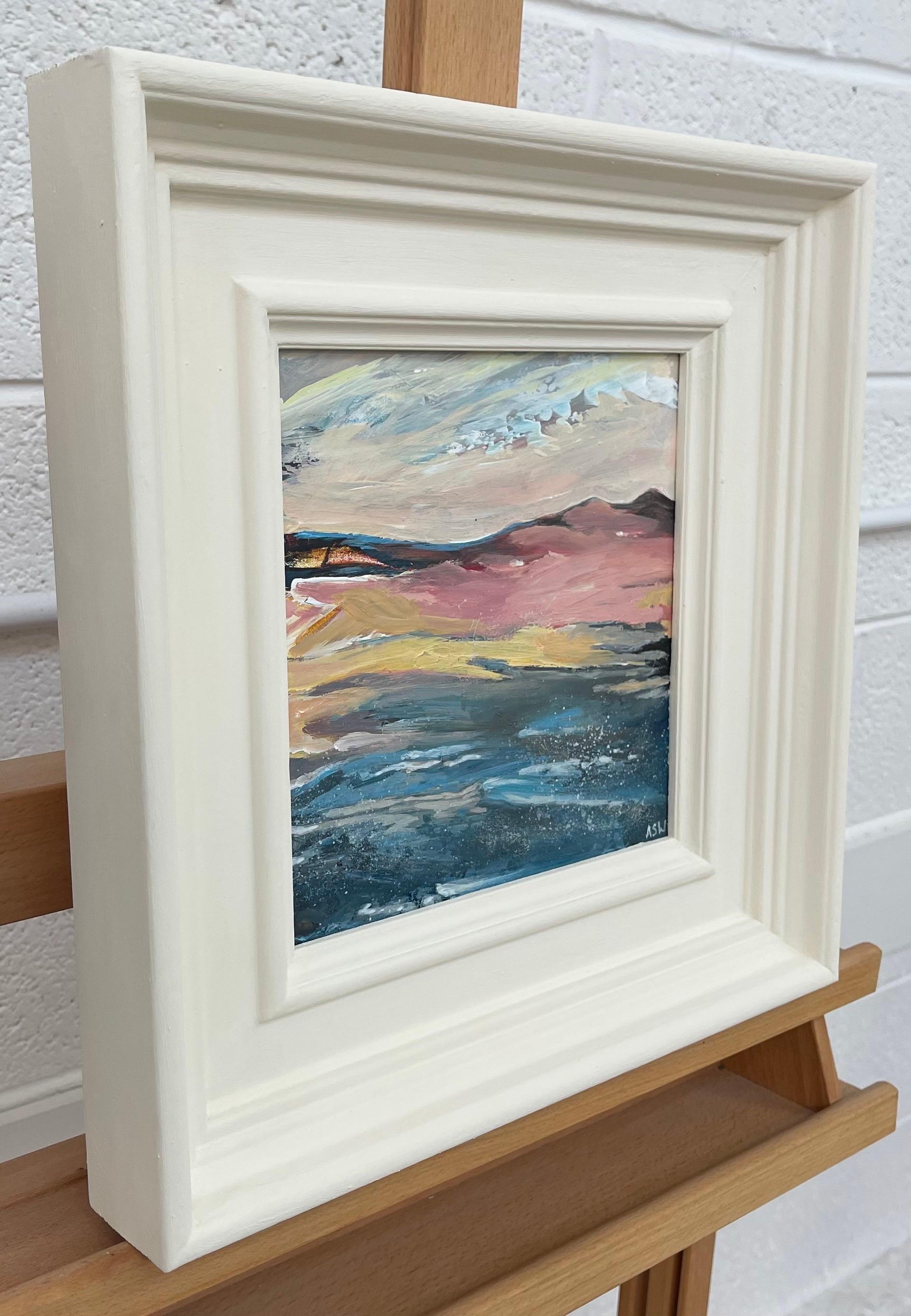 Miniature Abstract Beach Seascape Landscape Study by Contemporary British Artist - Painting by Angela Wakefield
