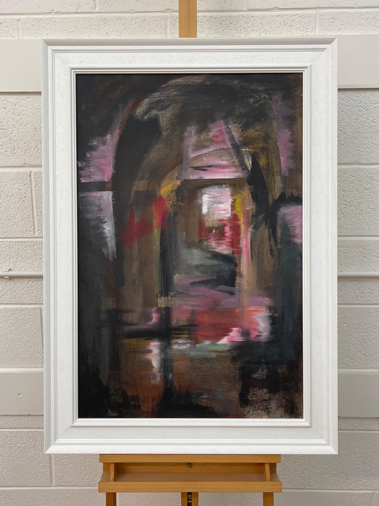 Abstract Expressionist Painting inspired by the Railway Arches & Bridges of the Industrial North of England by Contemporary British Artist, Angela Wakefield. This original is a rare, early work from an intense body of seminal abstract work that