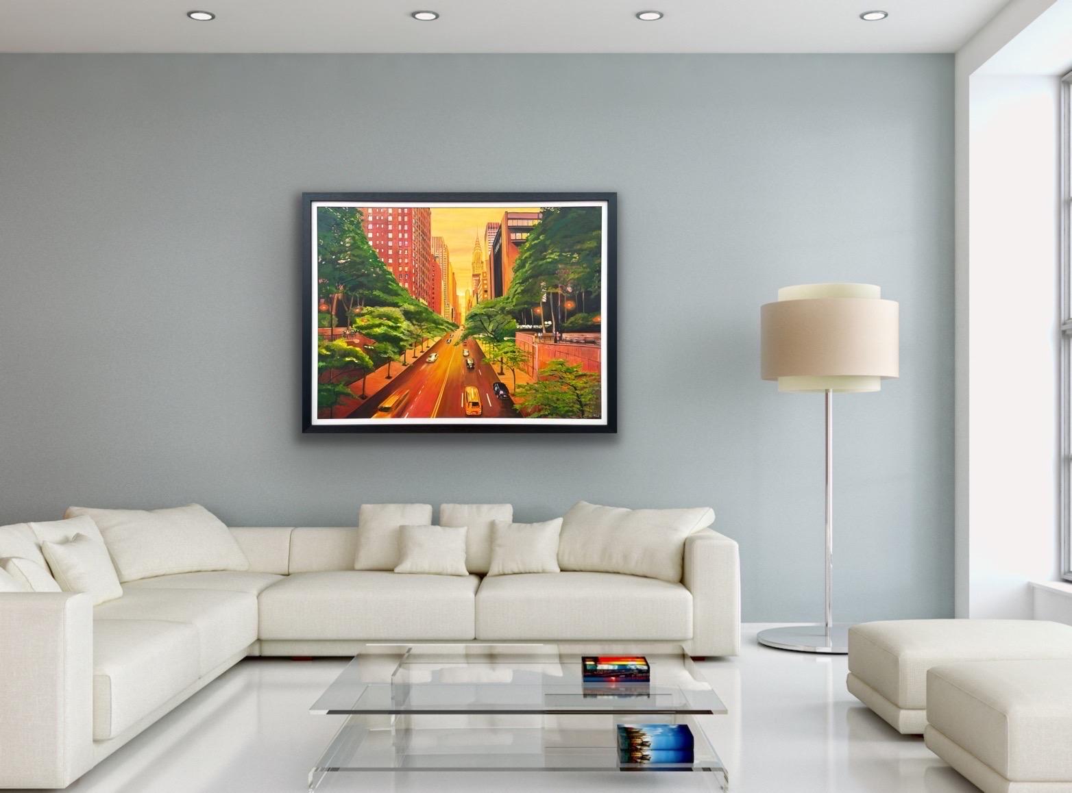 The Chrysler Building, 42nd Street, New York, par un artiste britannique contemporain - Noir Abstract Painting par Angela Wakefield