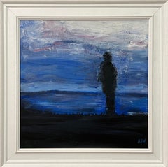 Peinture originale « Contemplation » de l'artiste britannique contemporain Man on the Hill