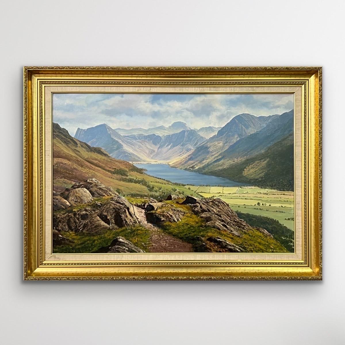 Great Gable & Buttermere dans le Lake District anglais par un artiste britannique du 20ème siècle - Painting de Arthur Terry Blamires