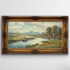 Peinture à l'huile originale d'une scène de rivière de montagne en Irlande par un artiste irlandais moderne