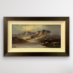 Mountain Lake Oil Painting by 19th Century British Artist Active Circa 1873–1902
