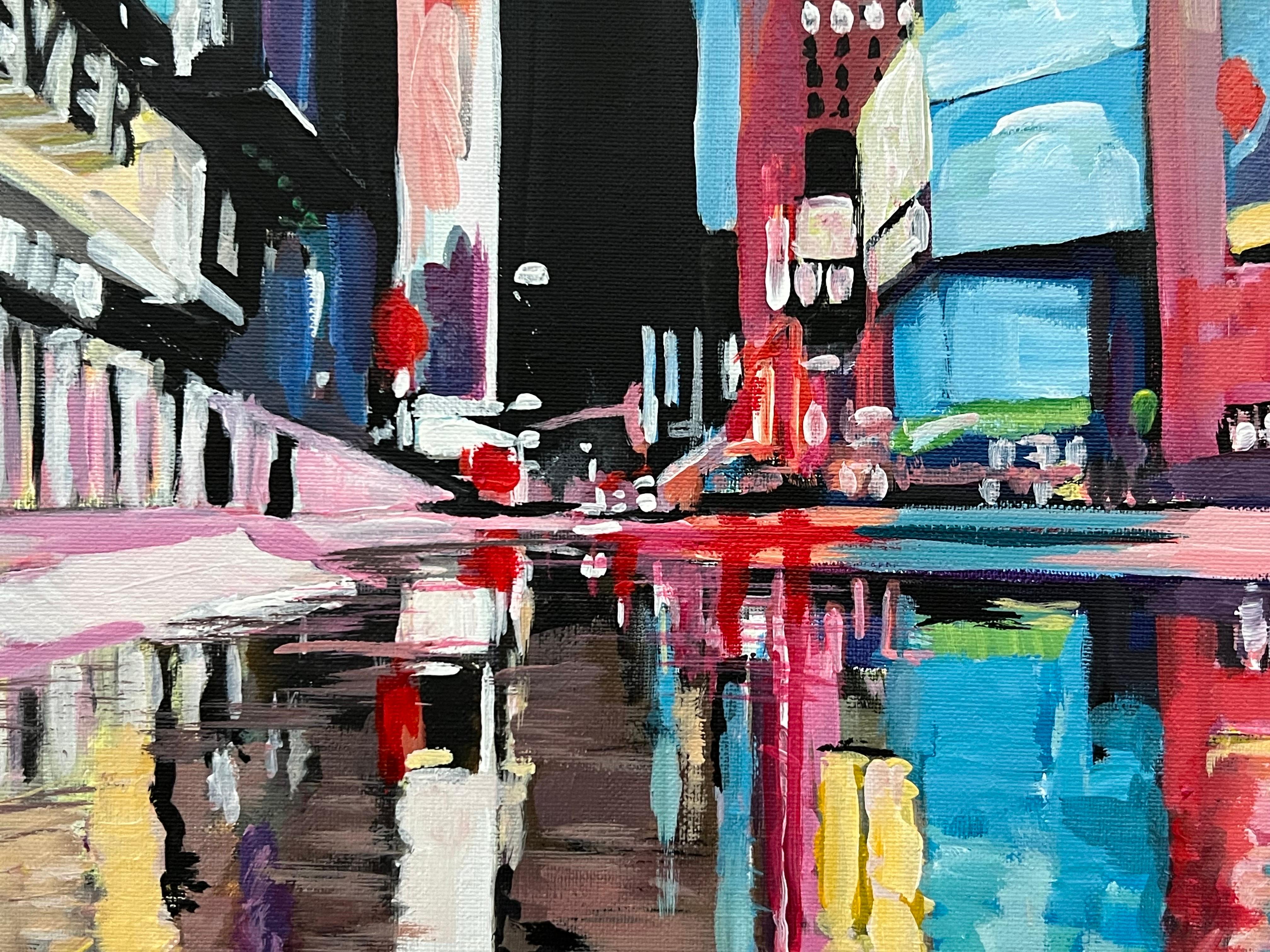Times Square New York City Reflections after the Rain II by British Urban Artist For Sale 7