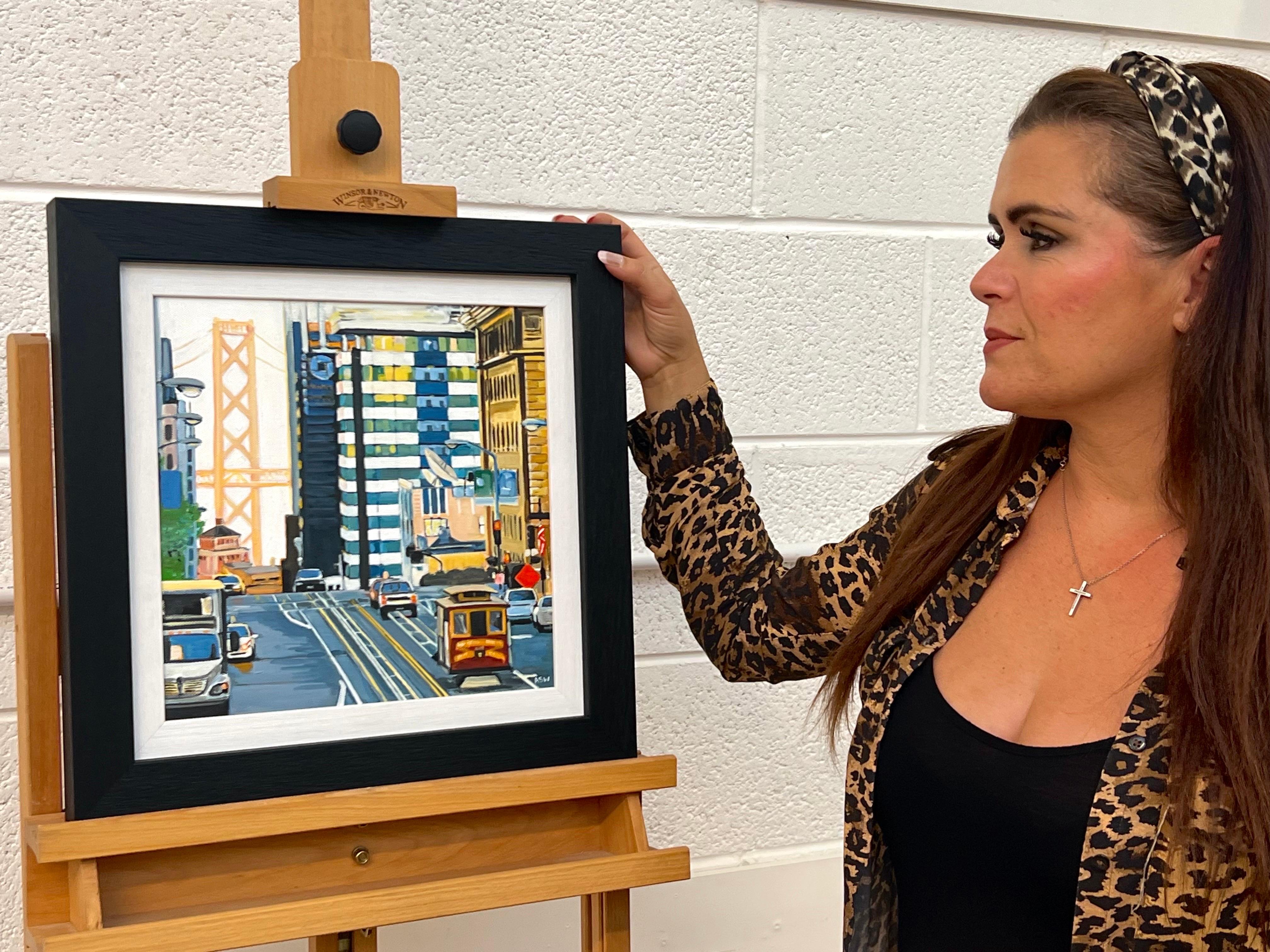 Quadro del ponte della baia di San Francisco in California realizzato da un artista britannico contemporaneo - Painting Contemporaneo di Angela Wakefield