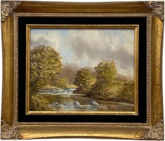 Vintage Original Oil Painting of River Landscape in Ireland by 20th Century Irish Artist