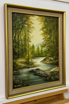 Paysage forestier et vert vif par l'artiste britannique du 20e siècle