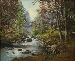 Pittura a olio originale della foresta di Tollymore in Irlanda realizzata da un artista irlandese moderno