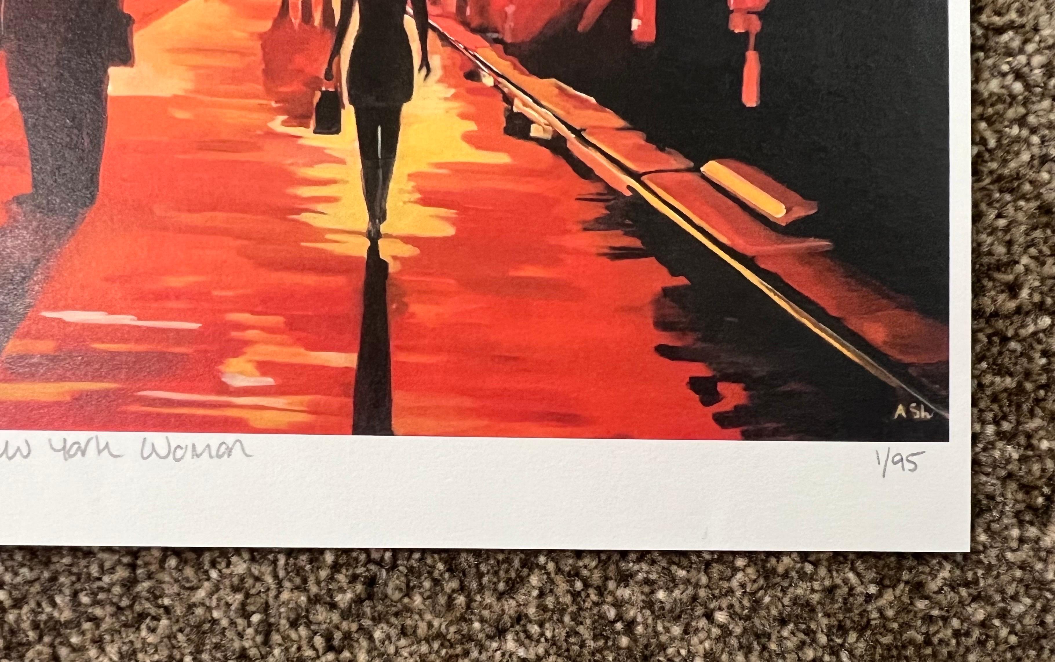 New York Sunshine Figurative Cityscape Limited Edition Print by British Artist For Sale 7