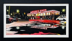 American Diner New Jersey Paysage Urbain Peinture Artistique Britannique Contemporaine