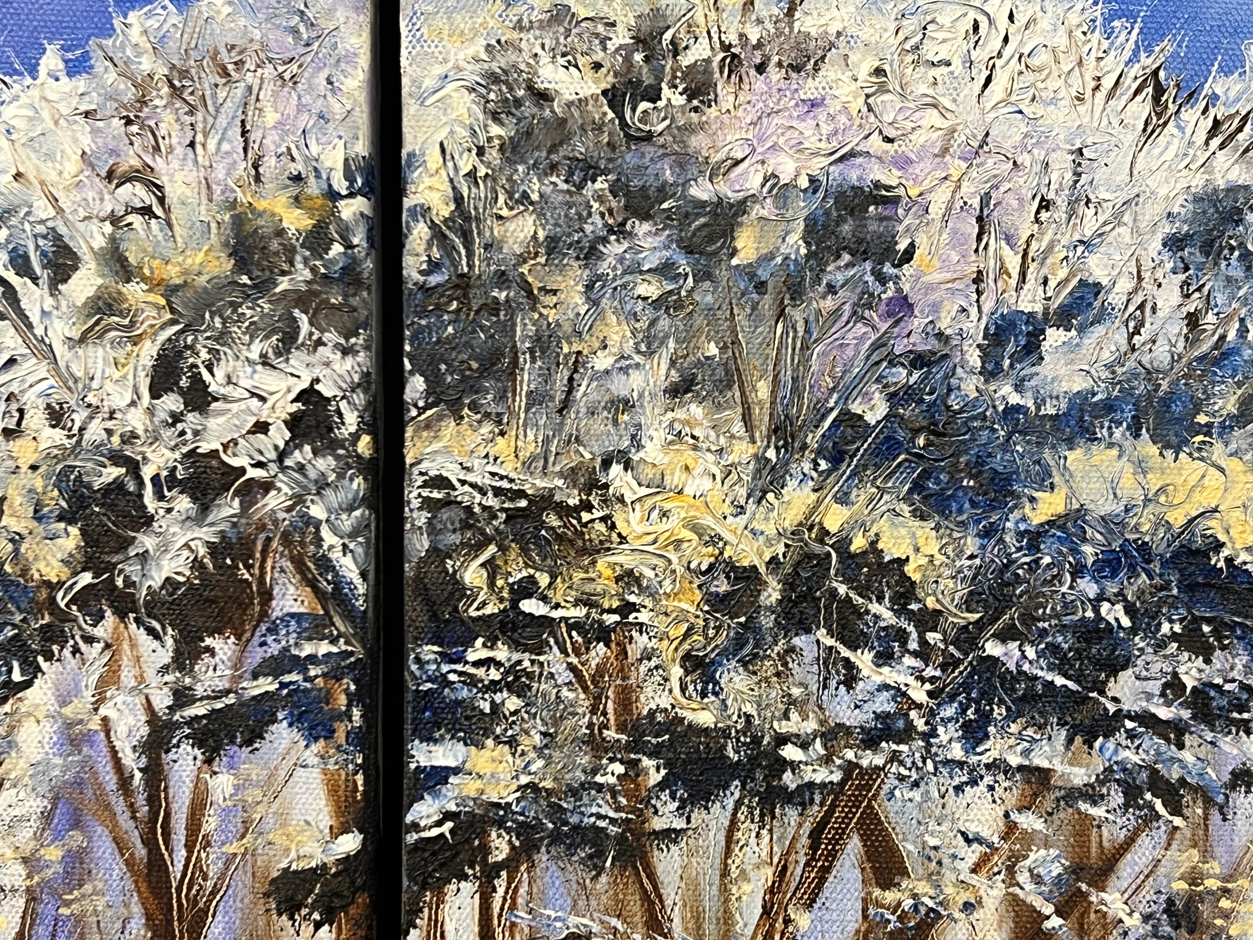 Winterbäume Yorkshire Dales Abstrakte Landschaft Ölgemälde des britischen Künstlers im Angebot 8