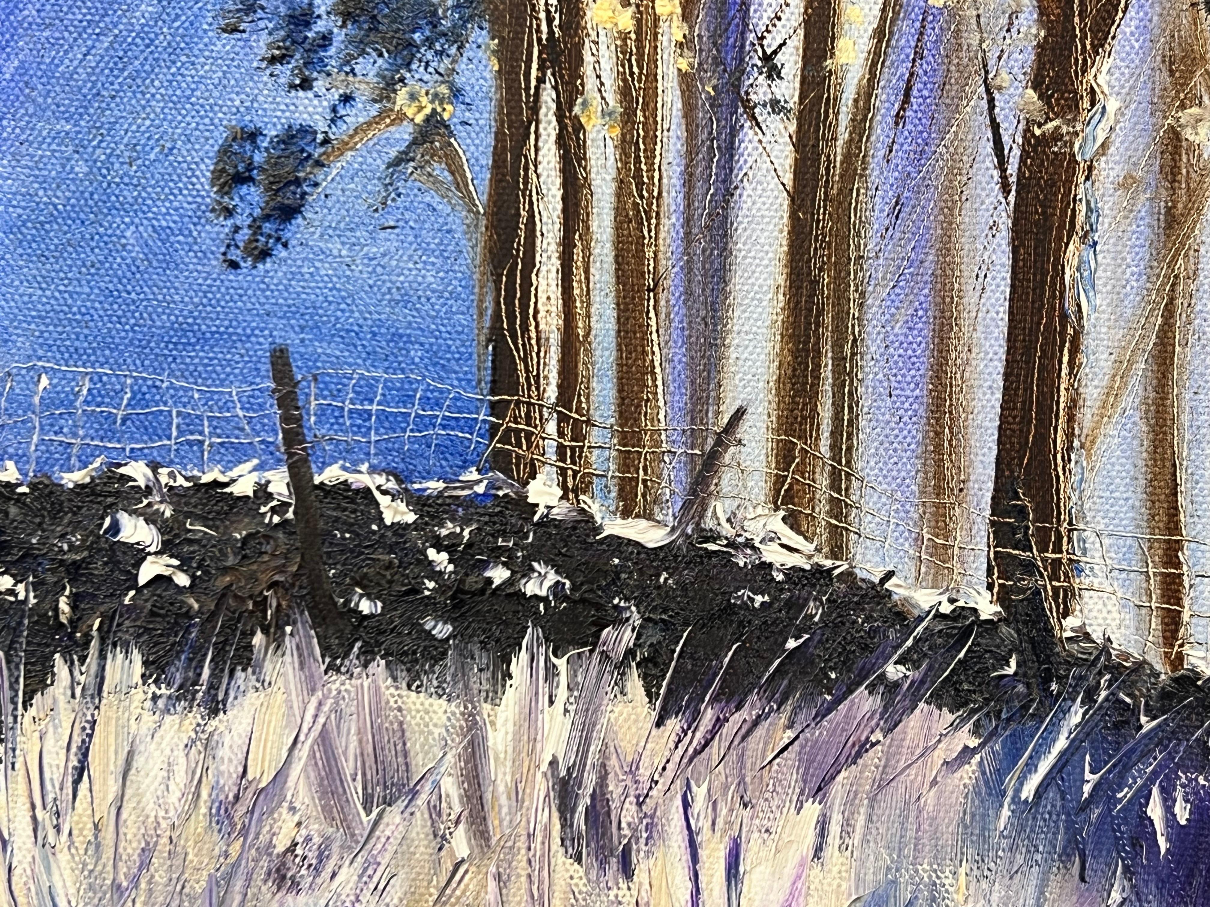 Winter Trees Yorkshire Dales Abstract Landscape Oil Painting by British Artist For Sale 11