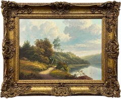 Peinture à l'huile d'un lac de montagne sur un Loch dans les Highlands écossais par un artiste britannique