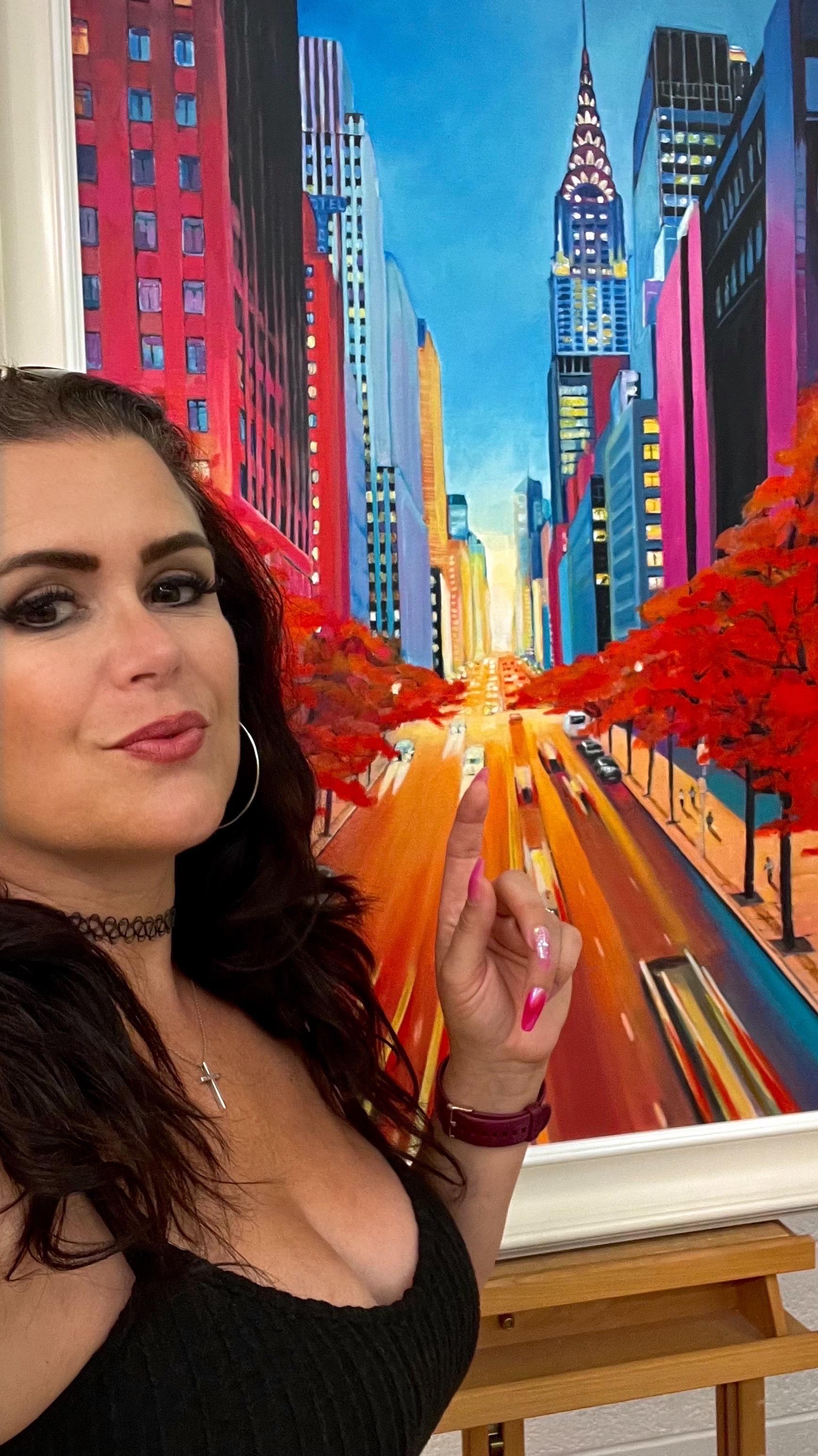 Quadro del Chrysler Building 42nd Street di New York realizzato da un artista britannico - Painting di Angela Wakefield