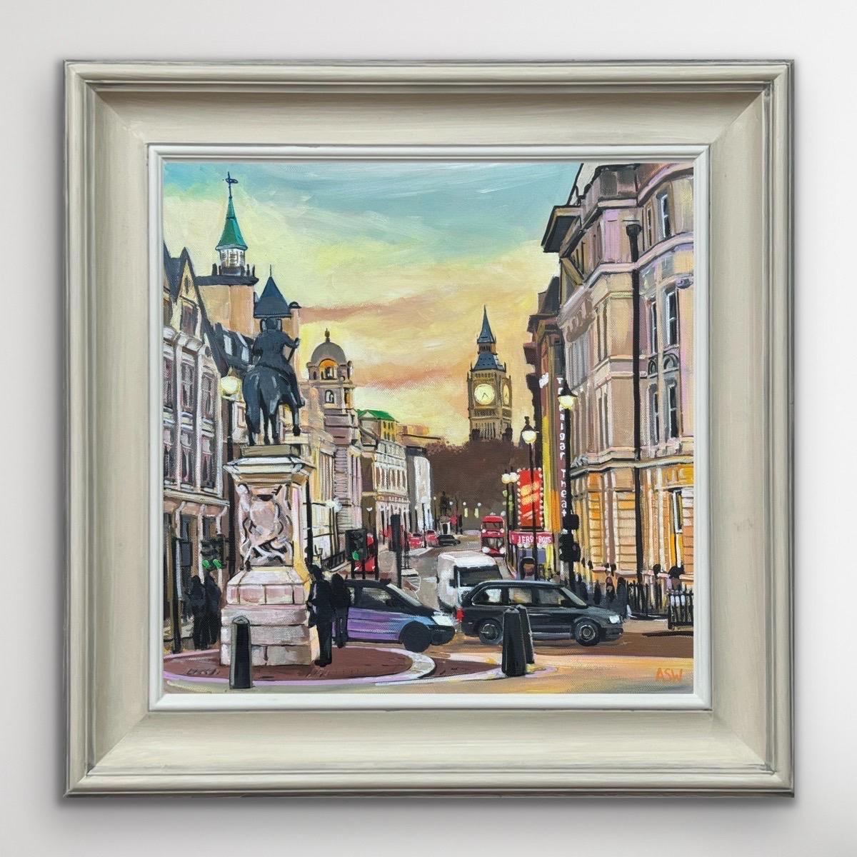 Arte paisajístico urbano de la ciudad de Londres Westminster por un artista británico contemporáneo - Painting Contemporáneo de Angela Wakefield