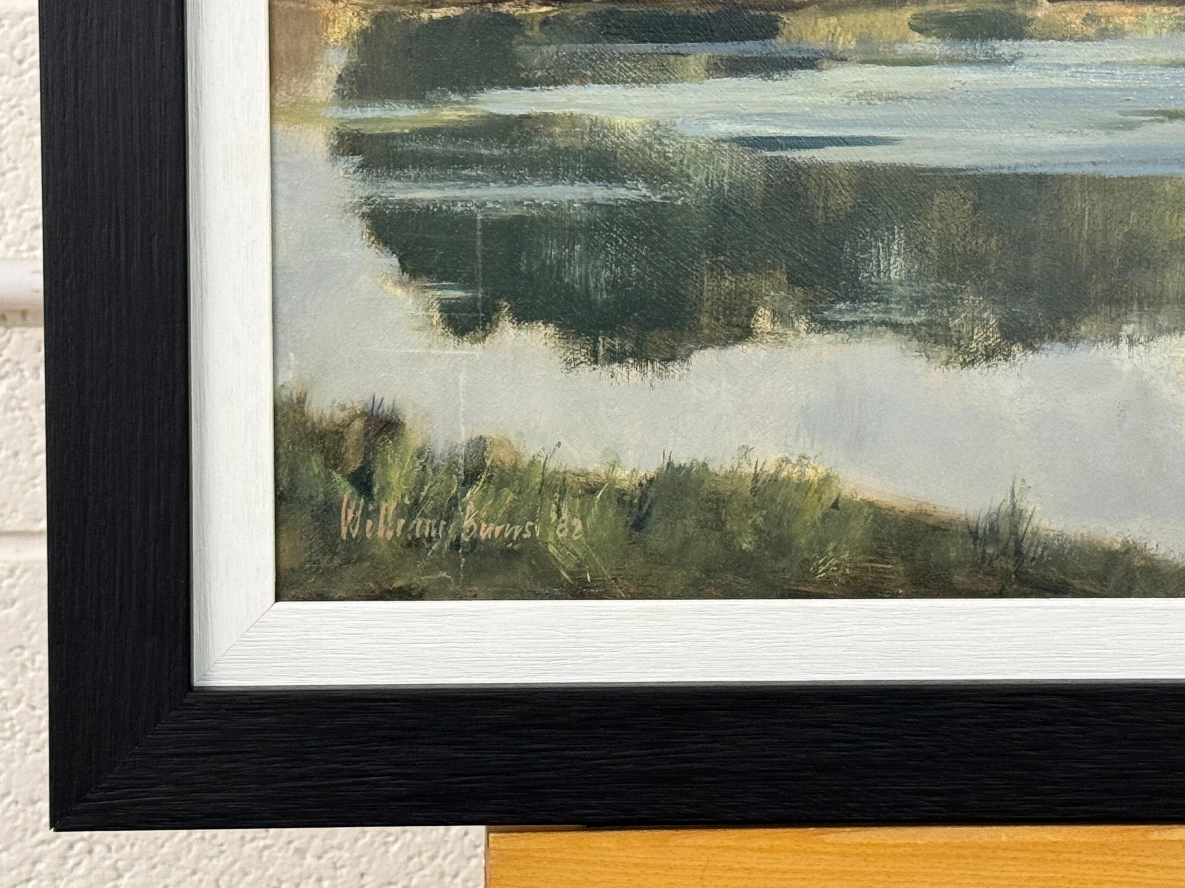 Pittura a olio d'epoca del Castello di Windsor con cigni nel lago, realizzata da un artista britannico in vendita 9