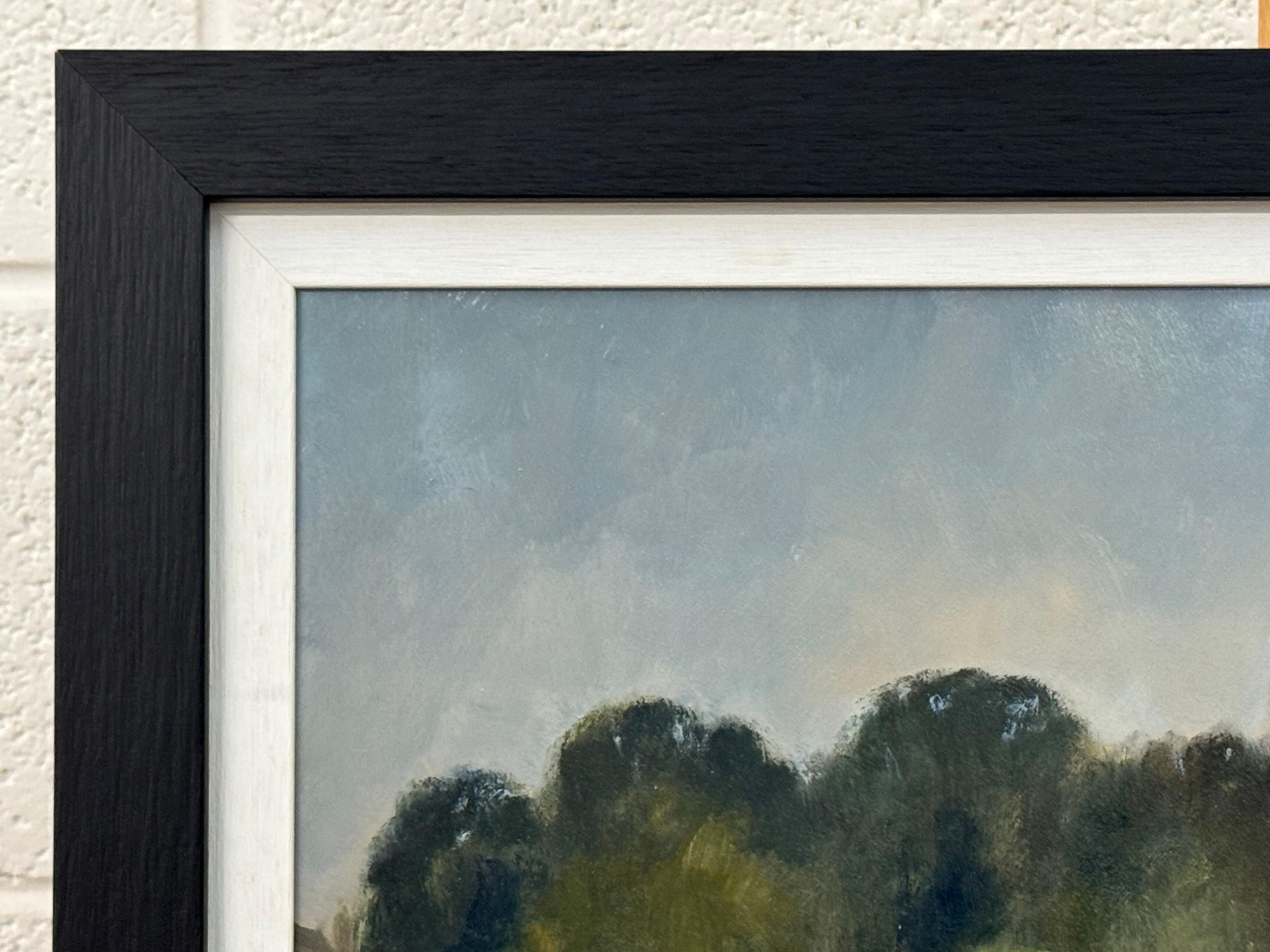 Pittura a olio d'epoca del Castello di Windsor con cigni nel lago, realizzata da un artista britannico in vendita 13