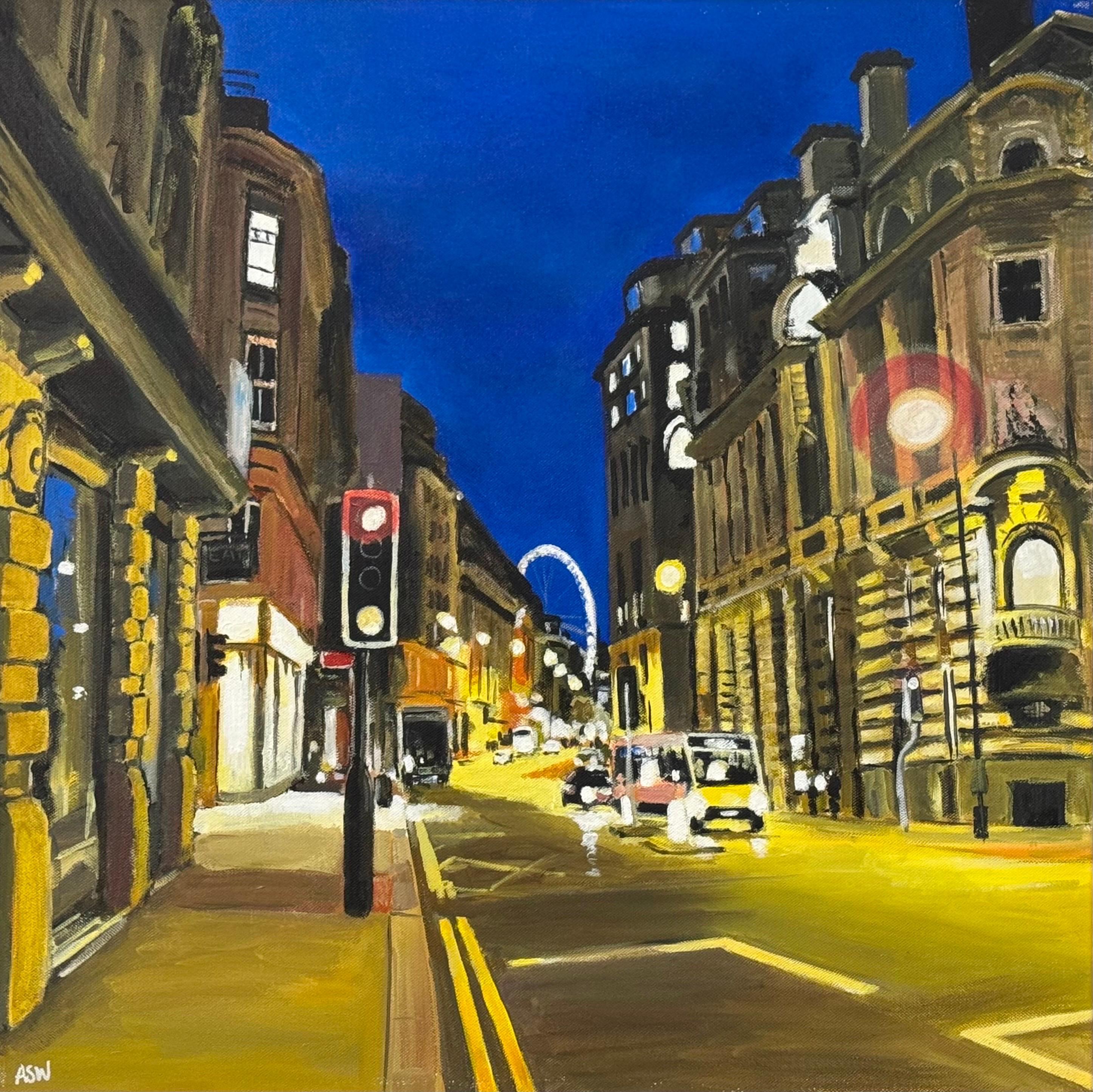 Deansgate Manchester City Urban Night Scene von Contemporary Britain Artist im Angebot 4