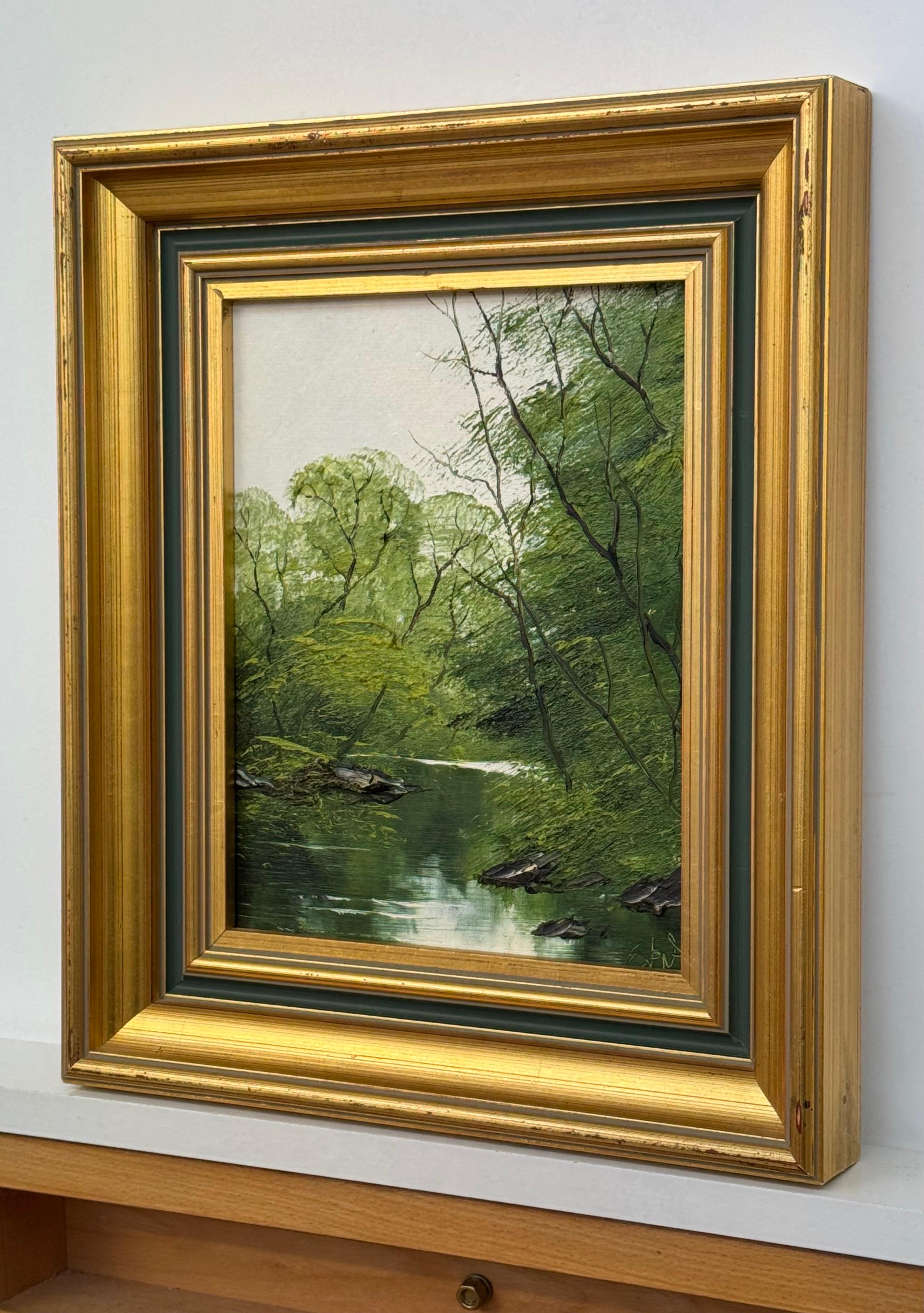 Pintura al óleo Impasto de Escena de Árbol Fluvial Artista Británico de Posguerra y Contemporáneo en venta 1